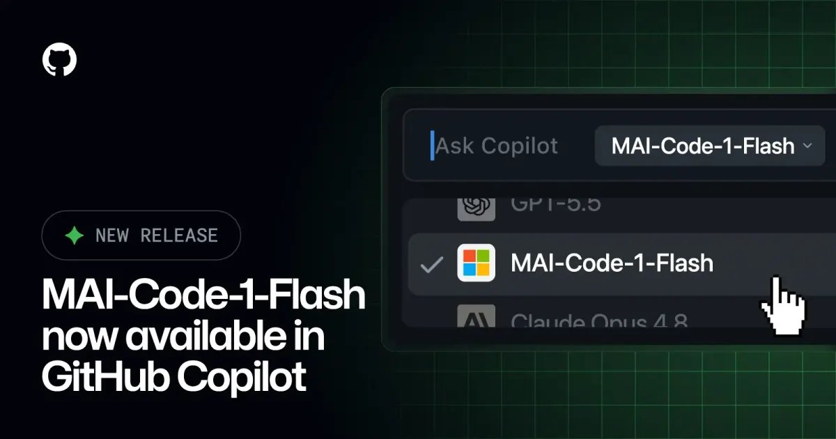 Microsoft lança MAI-Code-1-Flash no GitHub Copilot: modelo